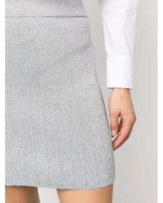 Alberta Ferretti Gray Metallic-Effect Mini Skirt