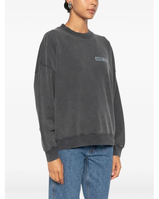 Anine Bing Gray Sweat Miles À Logo Imprimé
