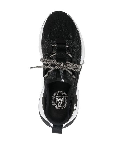 Philipp Plein Black Metallic-Logo Sneakers