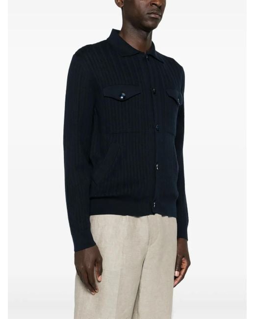 Brioni Blue Spread-Collar Buttoned Cardigan for men