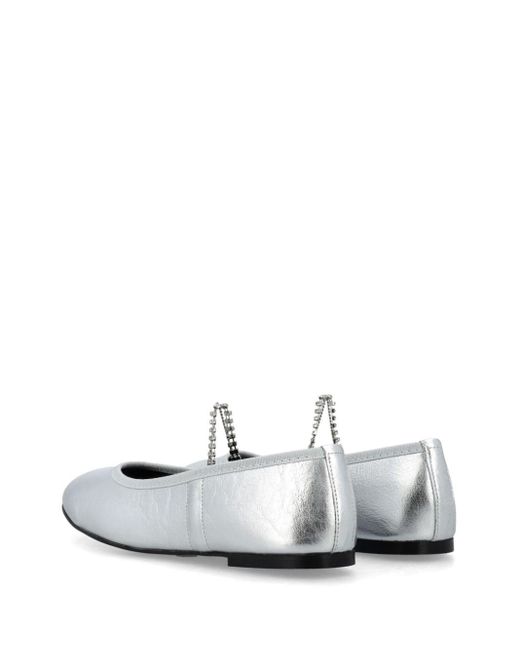 KATE CATE White Juliette Metallic Leather Ballerina Shoes