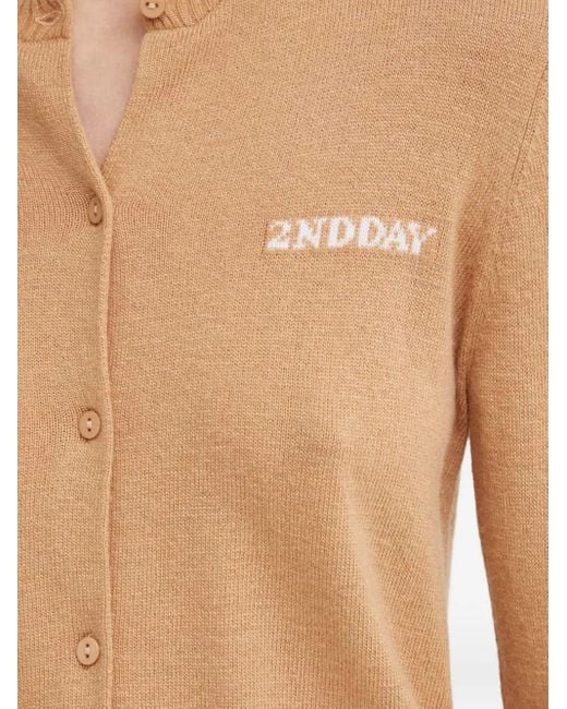 Day Birger et Mikkelsen Natural Logo-Intarsia Cardigan