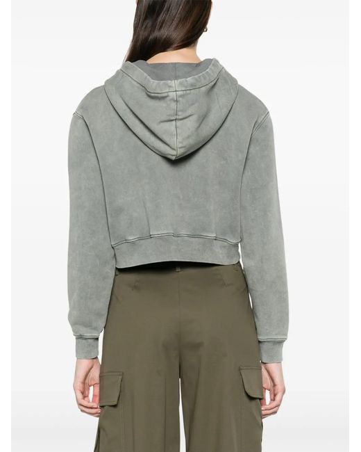 Moschino Gray Slogan-Print Organic-Cotton Hoodie