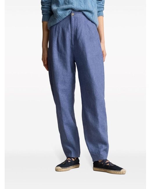 Polo Ralph Lauren Blue High-waist Tapered Trousers