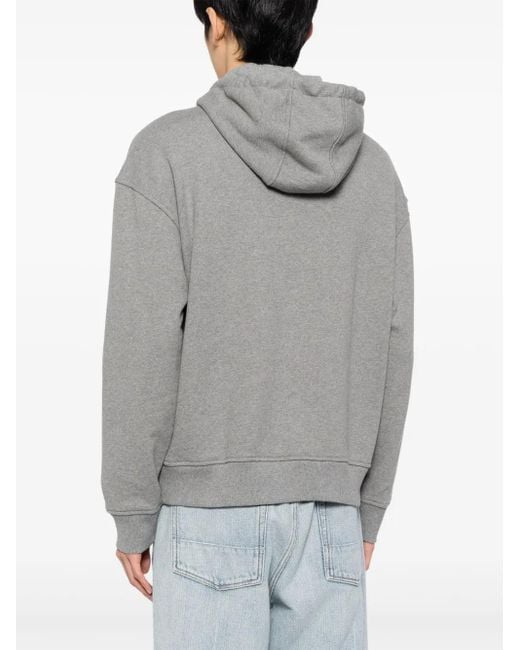 Maison Kitsuné Gray Relaxed Fit Hooded Sweatshirt With Embossed Logo for men