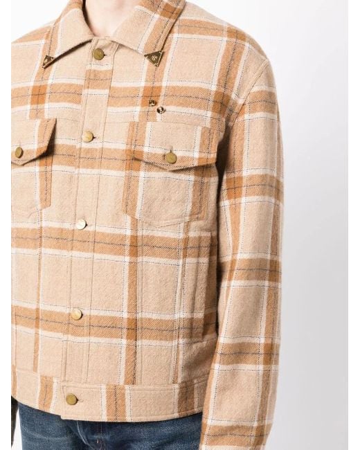 Nick Fouquet Natural Plaid-Check Print Shirt Jacket for men
