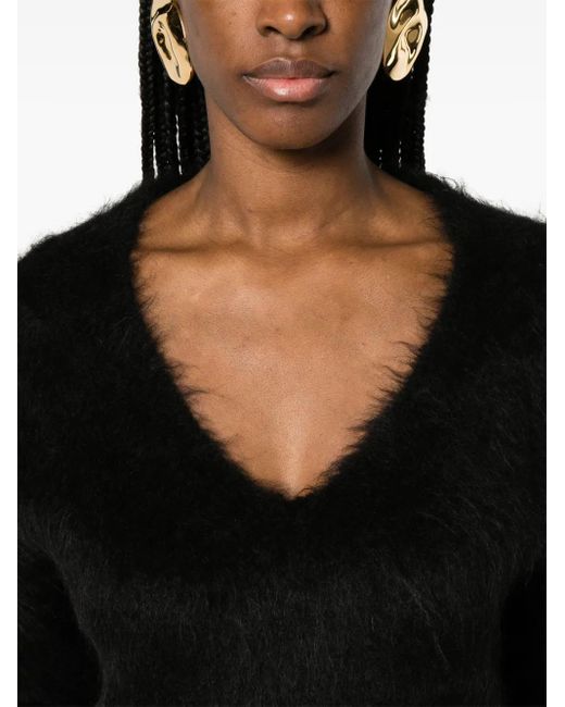 Totême  Black Pullover Aus Gebürsteter Wolle