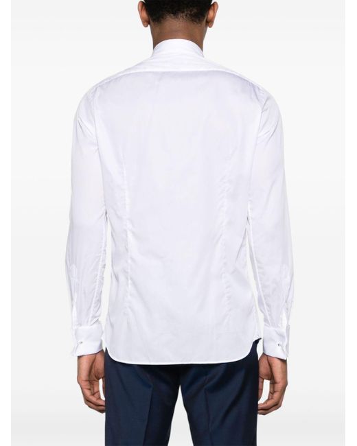 Chemise en coton à col cassé Tagliatore pour homme en coloris White