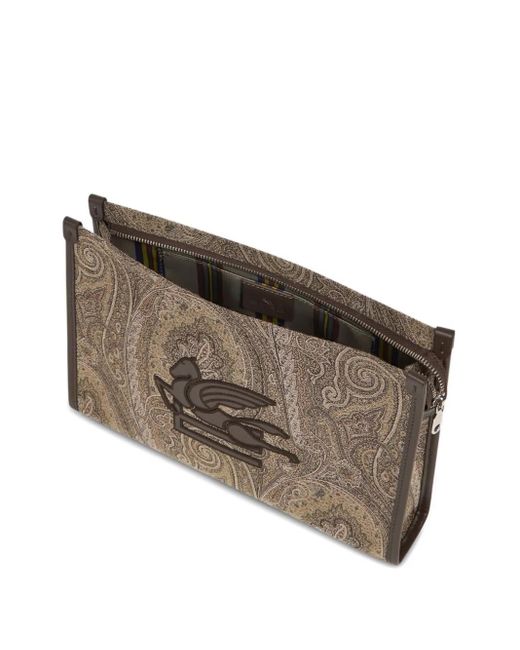 メンズ Etro ペイズリー ペガサス クラッチバッグ Brown