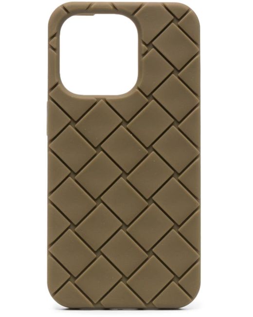 Bottega Veneta Green Intrecciato-pattern Rubber Iphone 14 Pro Case - Men's - Rubber for men