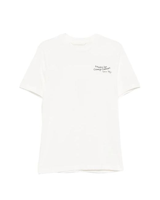 Moncler White Logo-Print Short-Sleeve T-Shirt for men