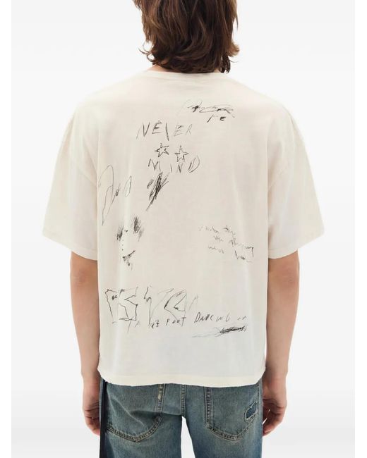 Ann Demeulemeester White Lu Relaxed-Fit Graphic T-Shirt for men