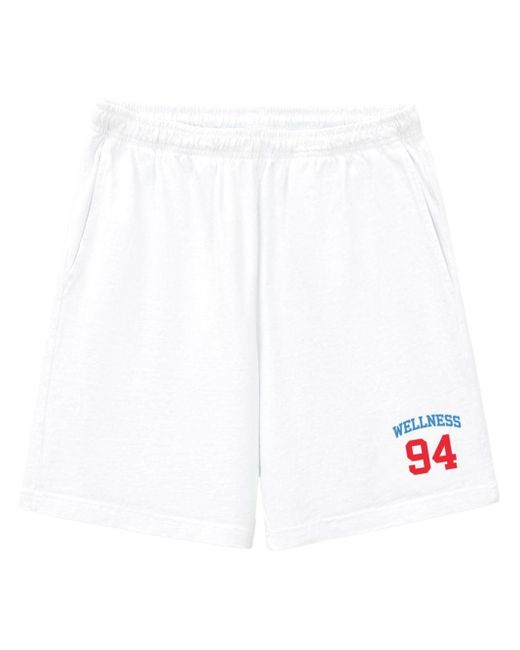 Sporty & Rich White Wellness 94 Cotton Track Shorts