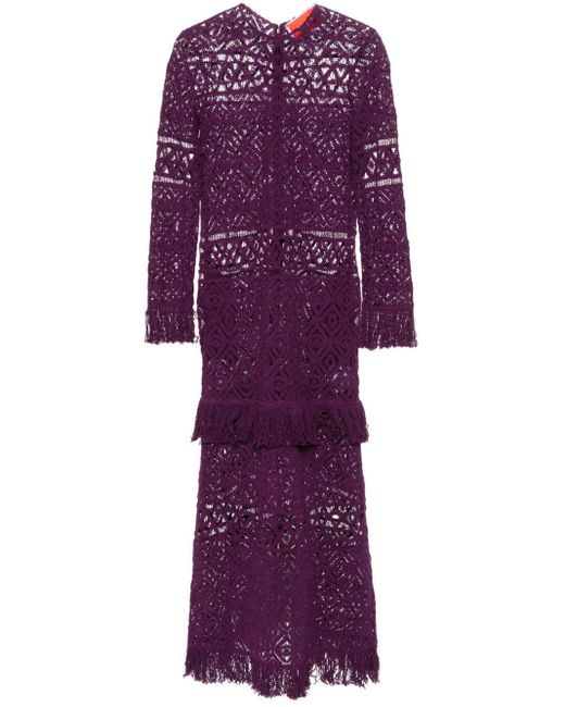 LaDoubleJ Purple Lacey Swing Macramé Dress