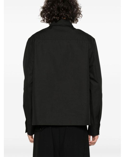 Jil Sander Pointed-collar Cotton Shirt in het Black voor heren
