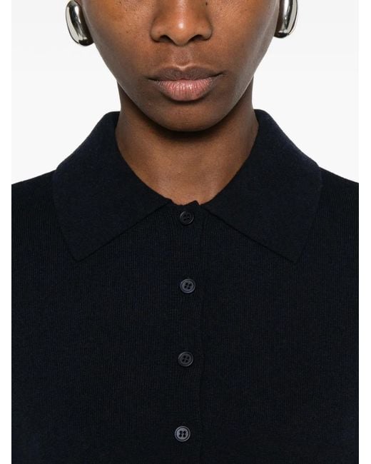 Max Mara Black Button-Up Collar Polo Top