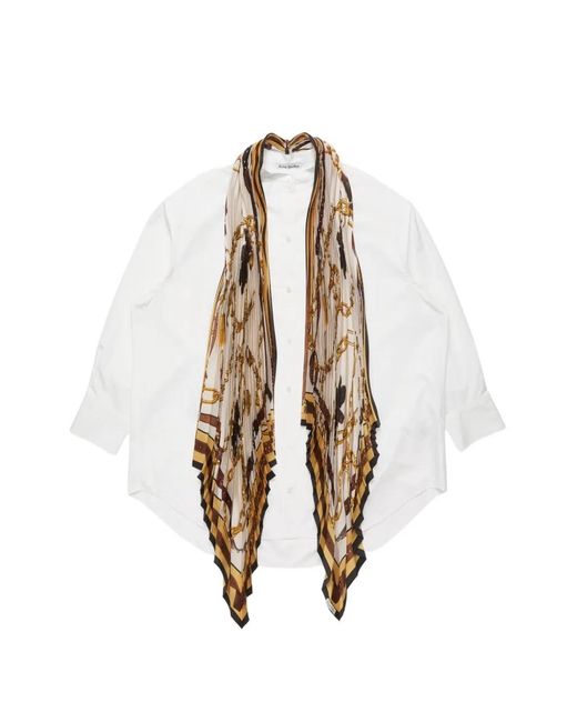 Acne Studios Scarf Mini Shirt Dress in Natural | Lyst UK