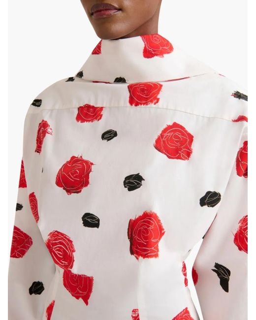 Marni Red Rose-Print Midi Dress