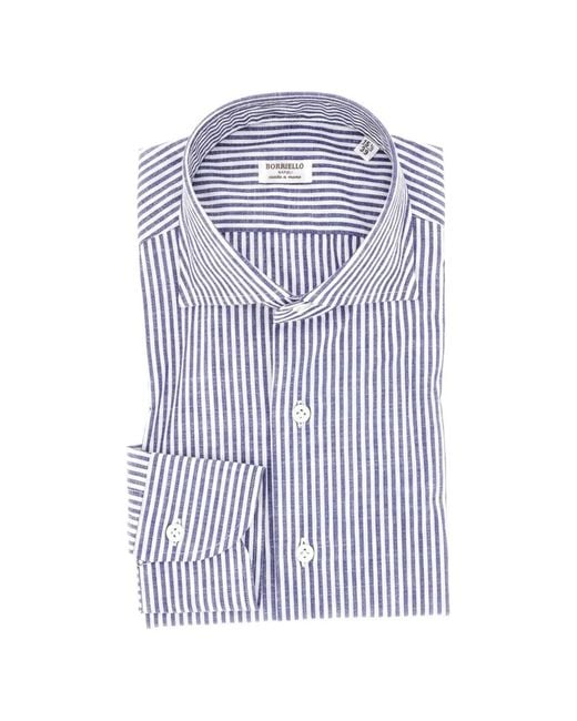 Borriello Blue Striped-Pattern Cotton Shirt for men