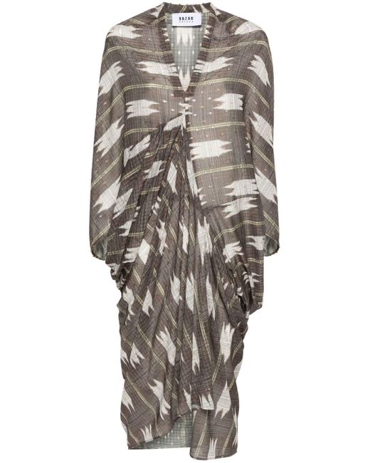 Bazar Deluxe Gray Abstract-print Midi Dress