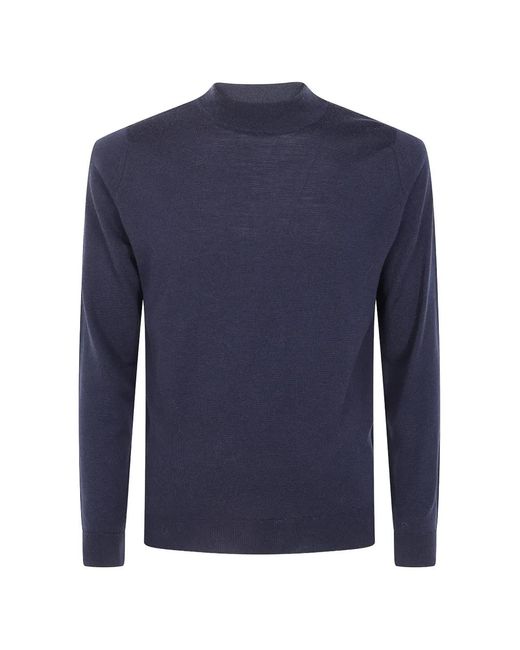 John Smedley Blue Harcourt Mock-Neck Sweater for men