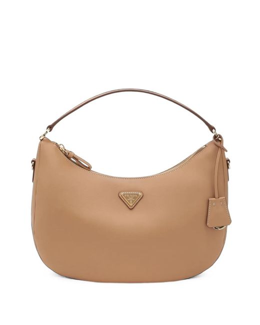 Prada White Logo-Plaque Tote Bag