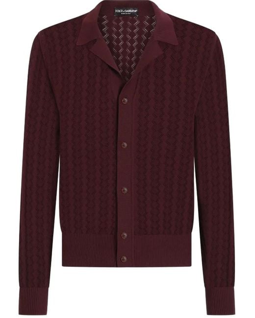 Cardigan Con Motivo A Zigzag di Dolce & Gabbana in Purple da Uomo