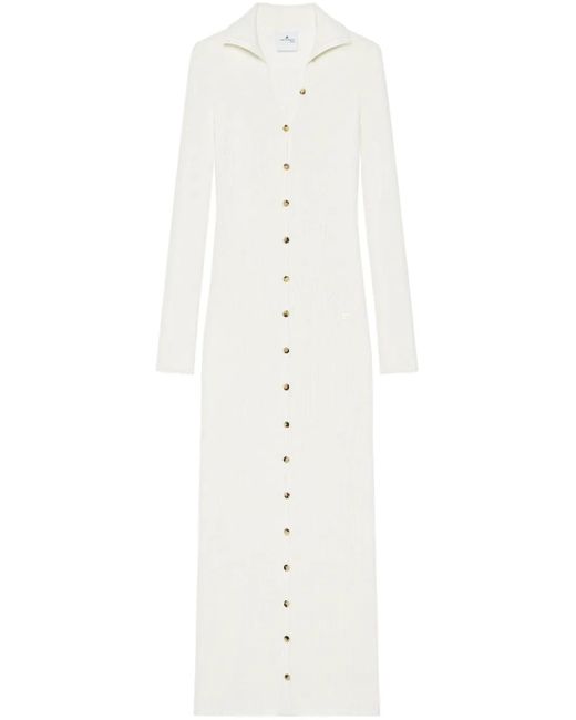 Robe Mi-Longue Nervurée À Taille Nouée Courreges en coloris White