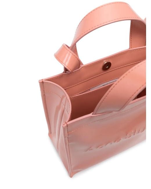 Acne Pink Mini Logo-Embossed Tote Bag