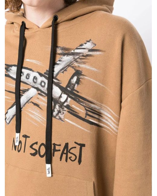 Haculla Brown Not So Fast Print Hoodie for men