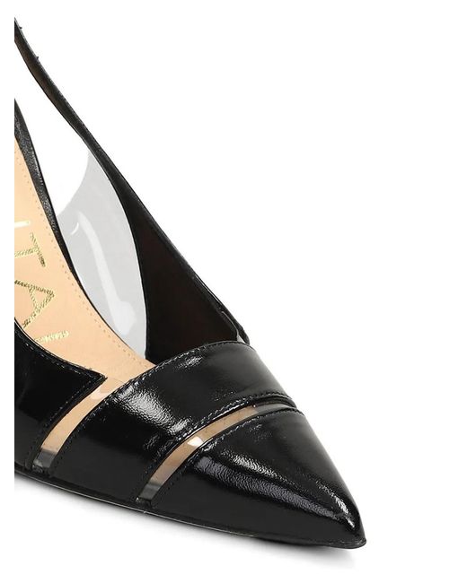Chantal Black Patent-Leather Transparent-Panel Pumps
