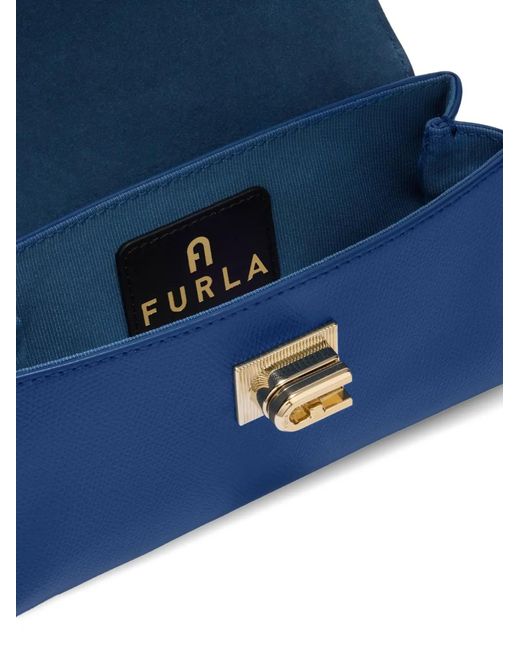 Furla Blue Mini 1927 Leather Tote Bag