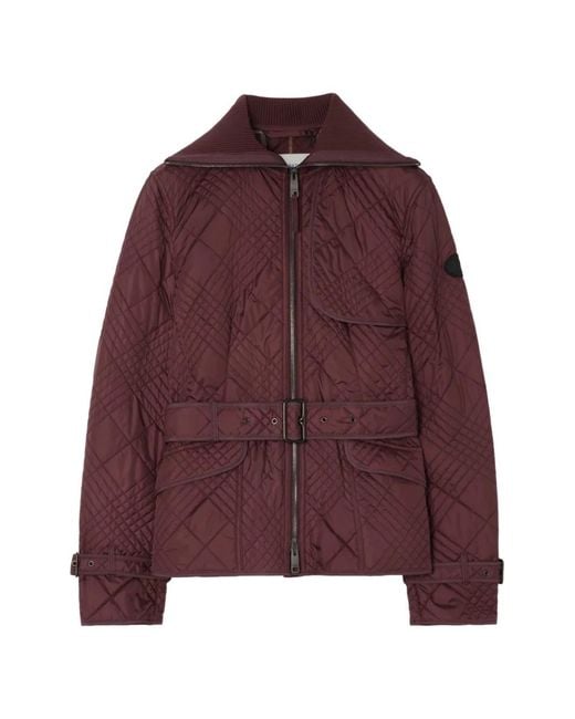 Burberry Purple Micro Check-Stitch Nylon Abbeydale Jacket