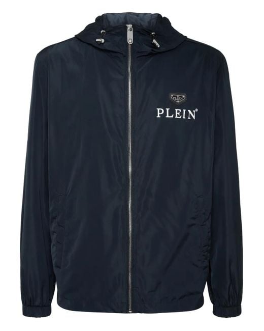 Philipp Plein Blue Nylon Windbreaker for men