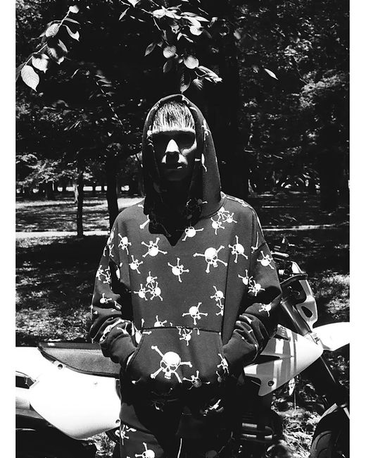 SAINT Mxxxxxx Blue Skull-Print Hoodie for men
