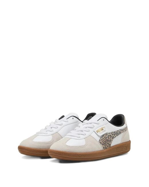 PUMA White Palermo Leopard Low-Tops Sneakers for men