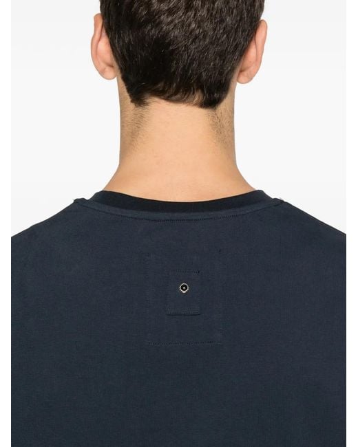 White Sand Blue Crew-Neck Cotton T-Shirt for men