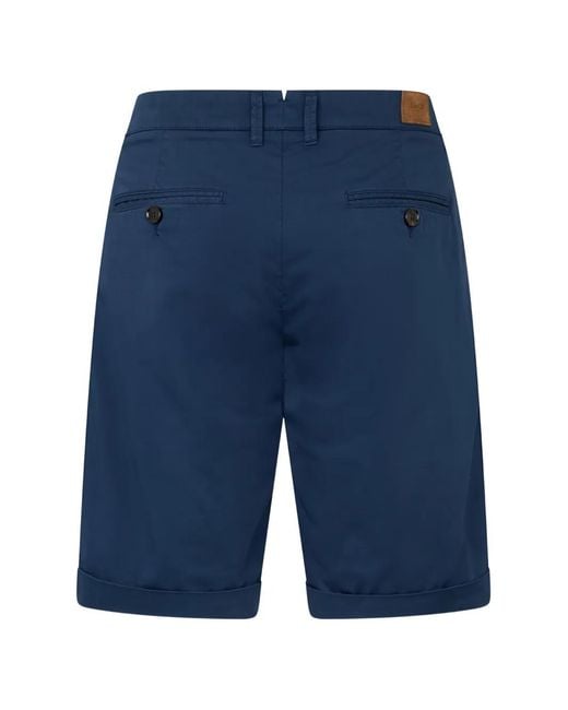 Moorer Blue Pleated Cuffed Shorts for men
