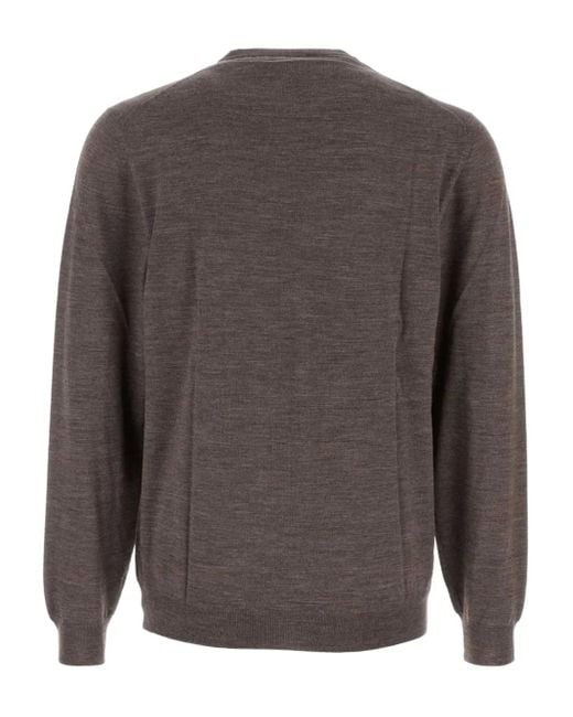 Fedeli Gray Wool Crew-Neck Sweater for men