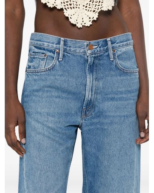 Mother Blue Seam-Detail Wide-Leg Jeans