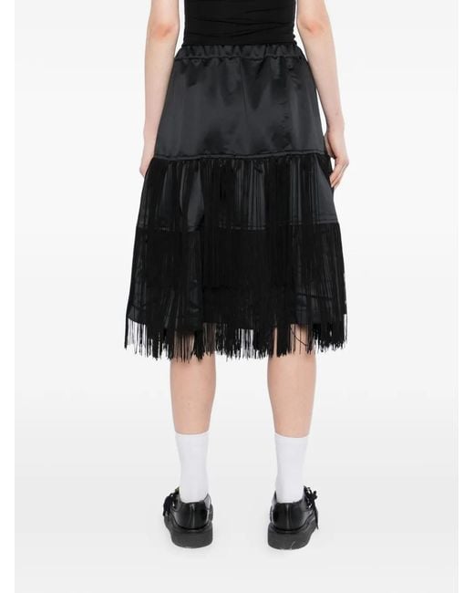 COMME DES GARÇON BLACK Black Fringe-Detailed Tiered Skirt