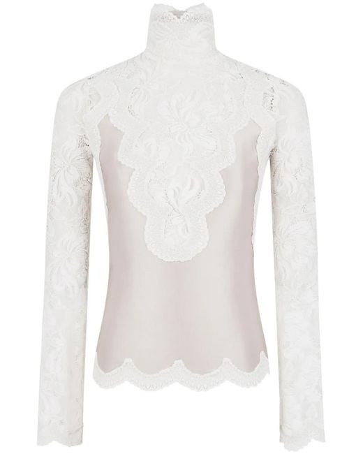 Rabanne White Long-Sleeve Lace Top