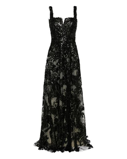 Saiid Kobeisy Black Sequin-Embroidered Dress