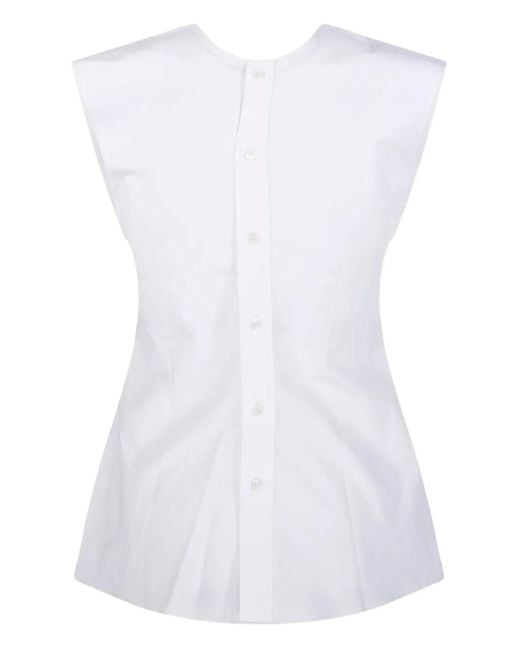 Victoria Beckham White Button-Front Sleeveless Top