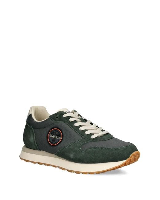 Napapijri Green Nova Logo-Patch Sneakers for men