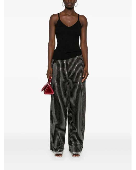 P.A.R.O.S.H. Black Ribbed-Knit Top