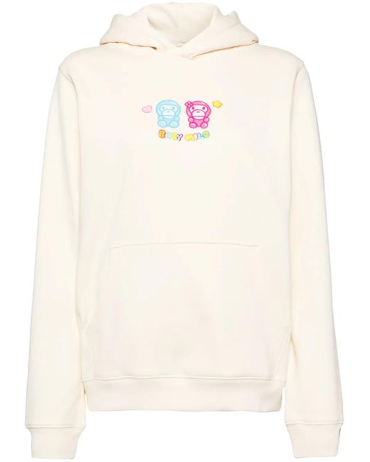 A Bathing Ape White Logo-Embroidered Hoodie
