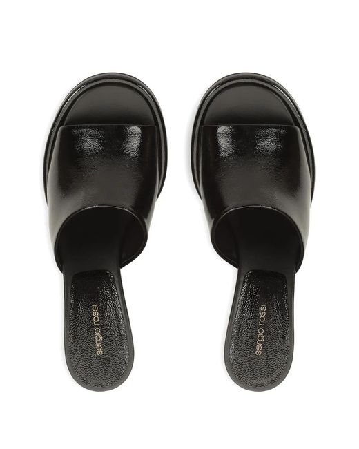 Sergio Rossi Black 60Mm Orb Leather Mules