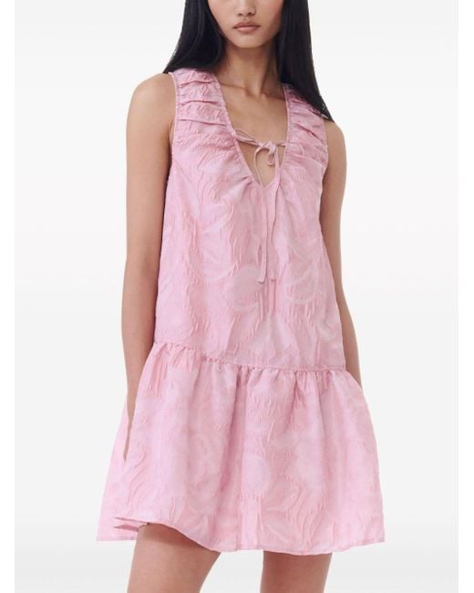Ganni Pink Patterned Sleeveless Dress