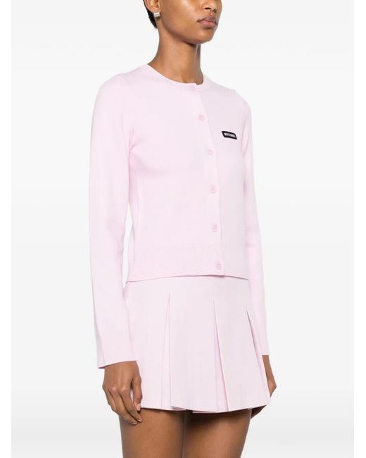 WRSTBHVR Pink Cardigan Boutonné À Patch Logo